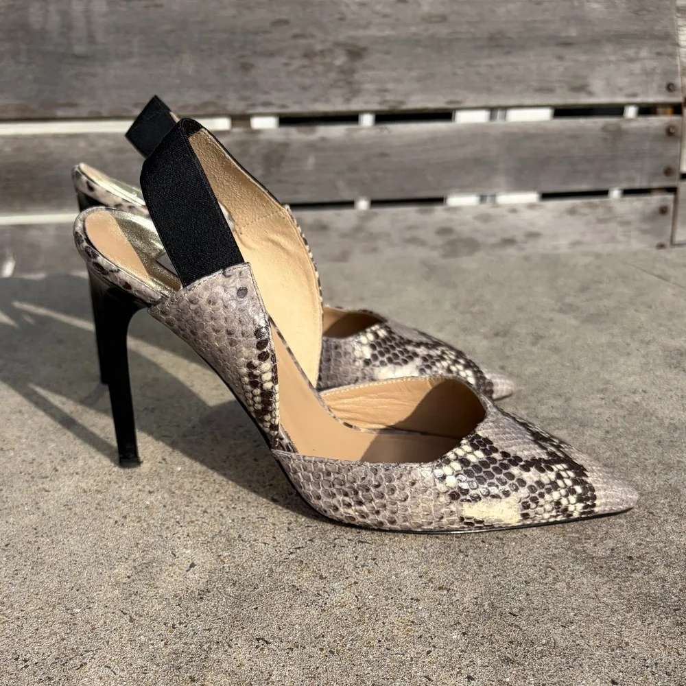Diane Von Furstenberg Blaire Heels python print gray 8M